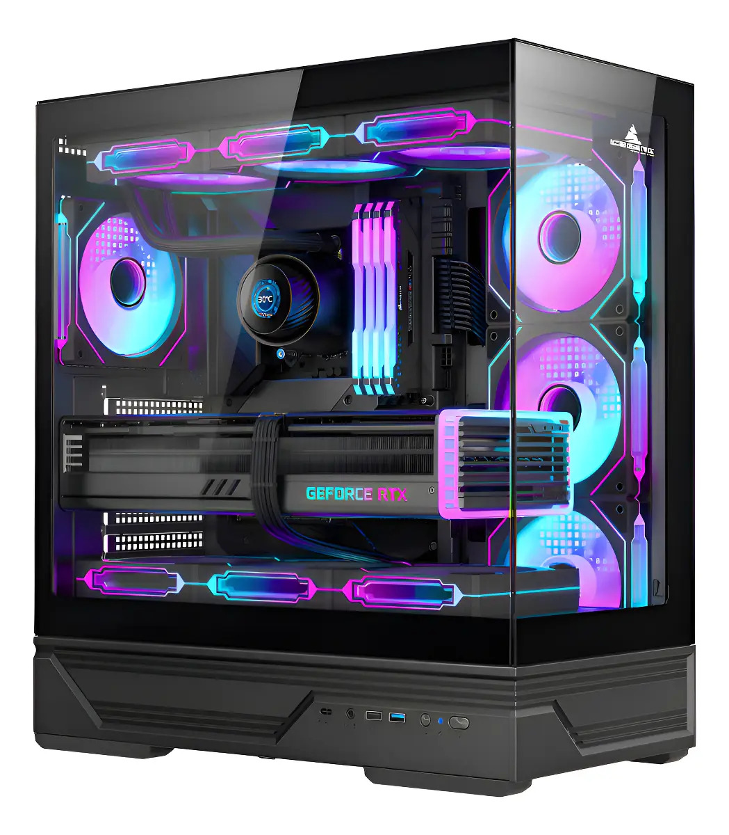 Chasis Gamer Iceberg Crystal Gx 4 Ventiladores Argb Usb C