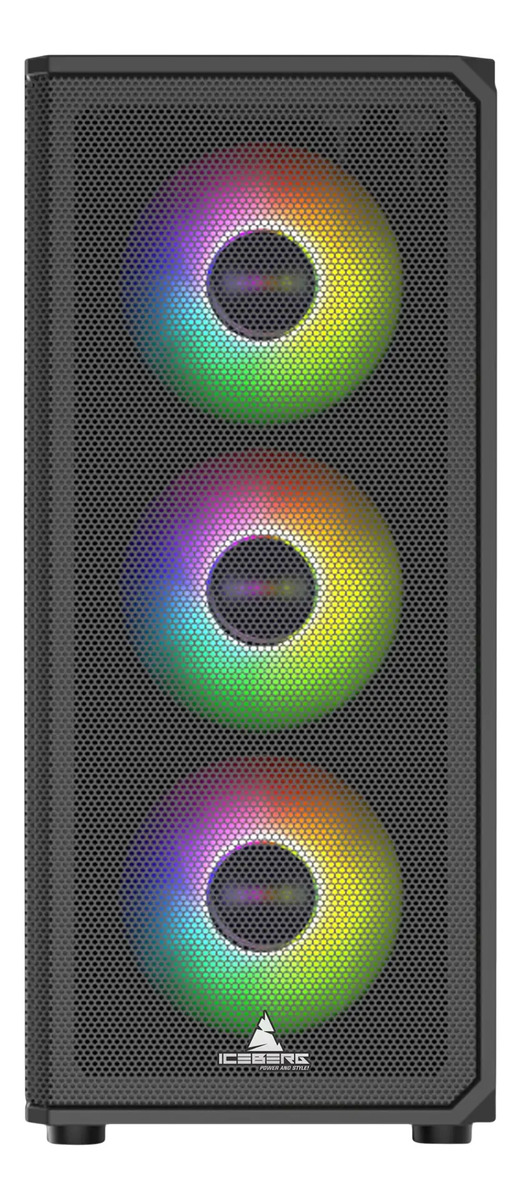Caja Atx Iceberg Flow-e Negra 4x Ventiladors Argb Front Mesh